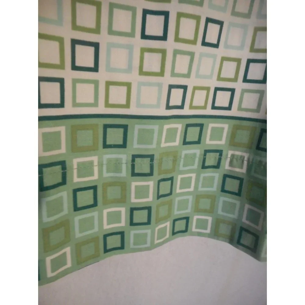 Vintage Set Green white King Pillowcases Westpoint Stevens USA Made Squares